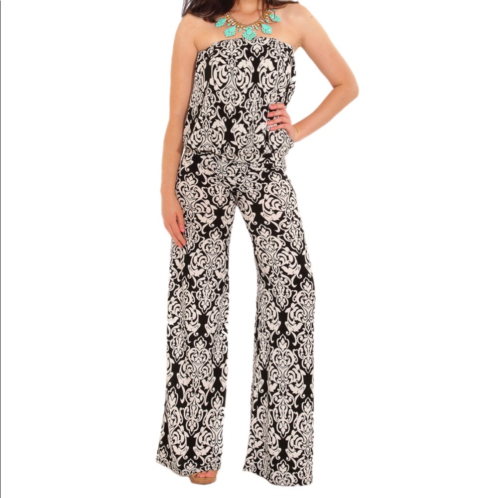 Black/White Tube Jumpsuit